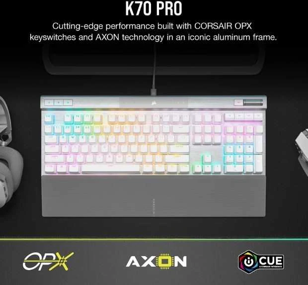 CORSAIR K70 RGB CORE Mechaninė klaviatūra žaidimams RGB LED pašvietimas CORSAIR Linear Raudona Juodas