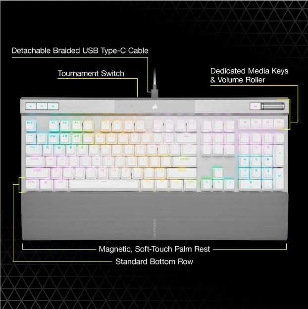 CORSAIR K70 RGB CORE Mechaninė klaviatūra žaidimams RGB LED pašvietimas CORSAIR Linear Raudona Juodas