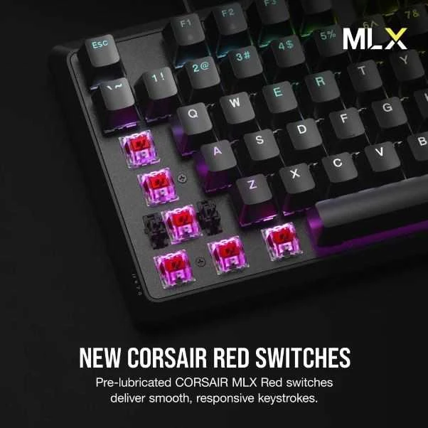 CORSAIR K70 RGB CORE Mechaninė klaviatūra žaidimams RGB LED pašvietimas CORSAIR Linear Raudona Juodas