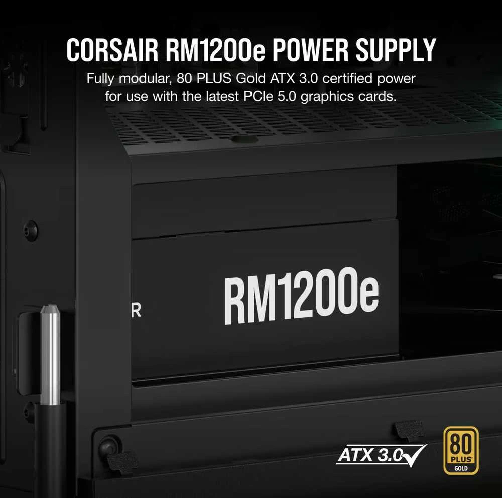 CORSAIR RMe serijos RM1200e 1200W visiškai modulinis 80PLUS Gold ATX maitinimo šaltinis