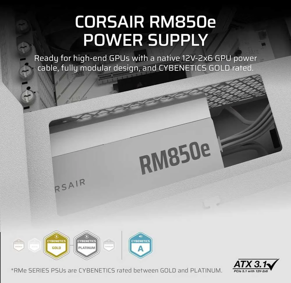 Corsair RM850e 2025 RMe Series CP-9020293-EU Baltas