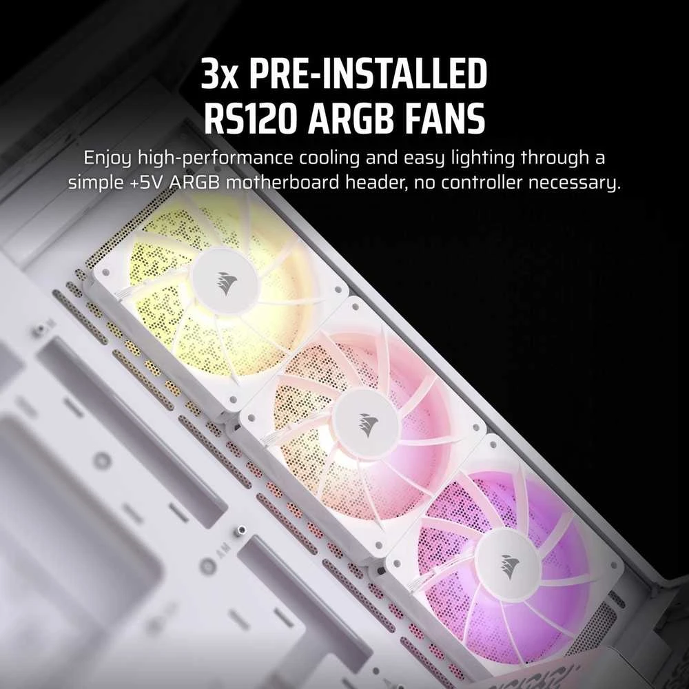 CORSAIR iCUE LINK 3500X RGB grūdinto stiklo vidutinio bokšto kompiuterio dėklas Baltas