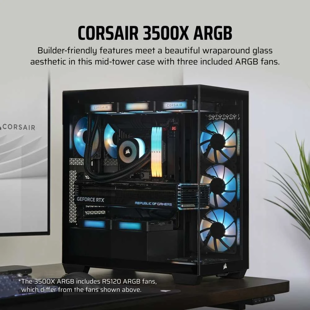 „Corsair“ kompiuterio korpusas | „iCUE LINK 3500X RGB“ | Juodas | Mid-Tower | ATX