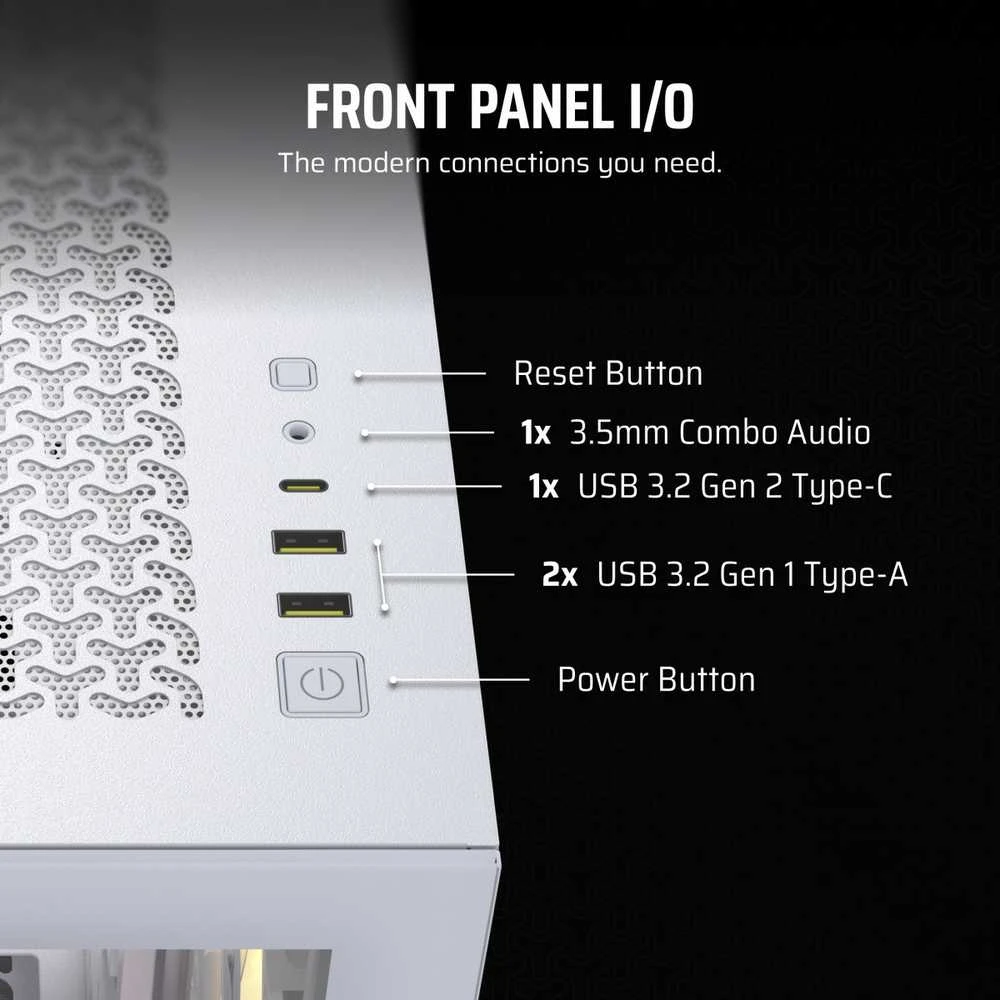 CORSAIR iCUE LINK 3500X RGB grūdinto stiklo vidutinio bokšto kompiuterio dėklas Baltas