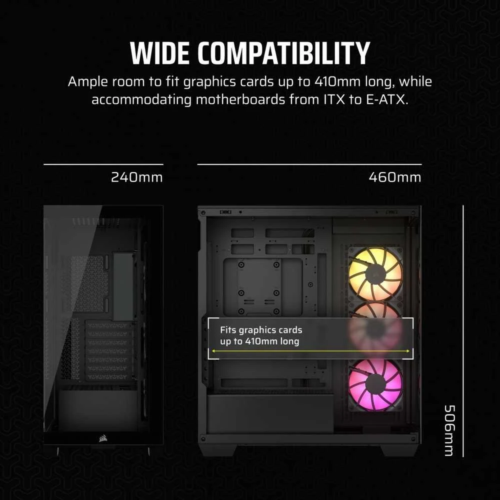 „Corsair“ kompiuterio korpusas | „iCUE LINK 3500X RGB“ | Juodas | Mid-Tower | ATX
