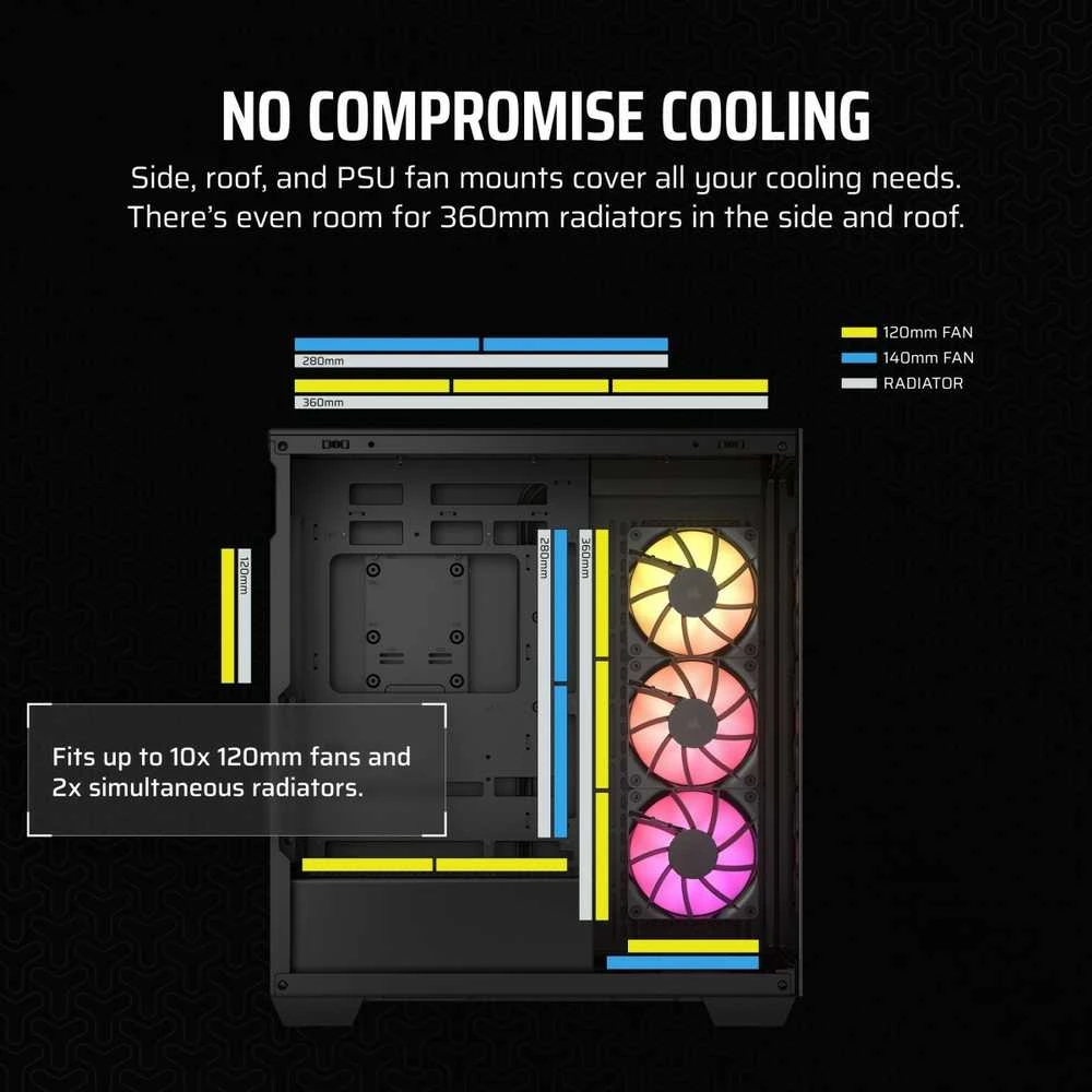 „Corsair“ kompiuterio korpusas | „iCUE LINK 3500X RGB“ | Juodas | Mid-Tower | ATX