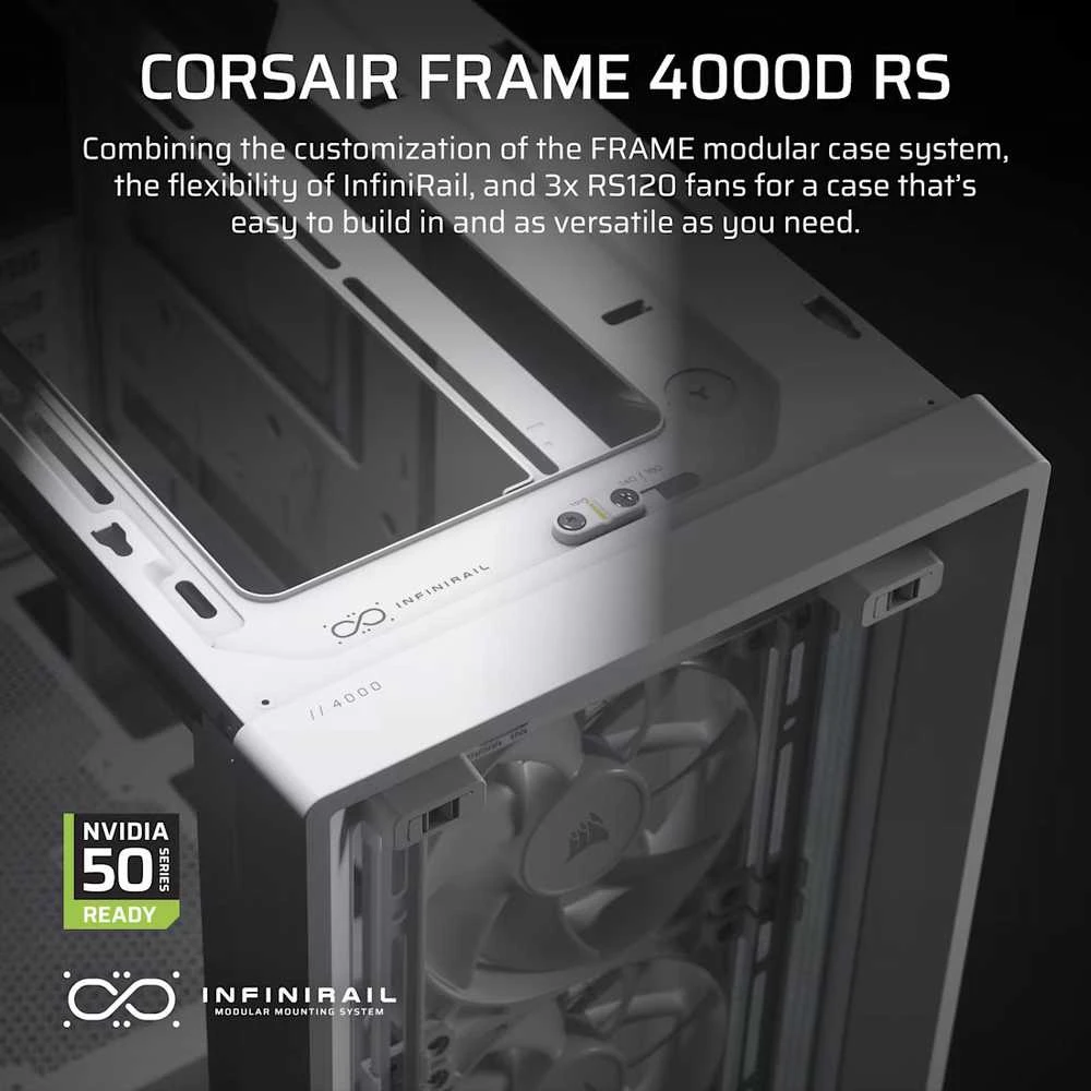 „Corsair“ kompiuterio korpusas | „Frame 4000D RS Modular“ | „Baltas“ | „Mid Tower“