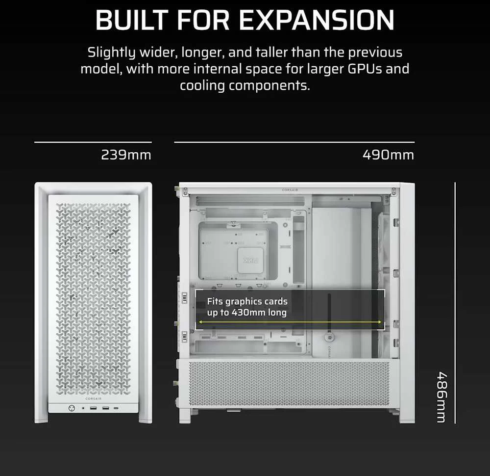„Corsair“ kompiuterio korpusas | „Frame 4000D RS Modular“ | „Baltas“ | „Mid Tower“