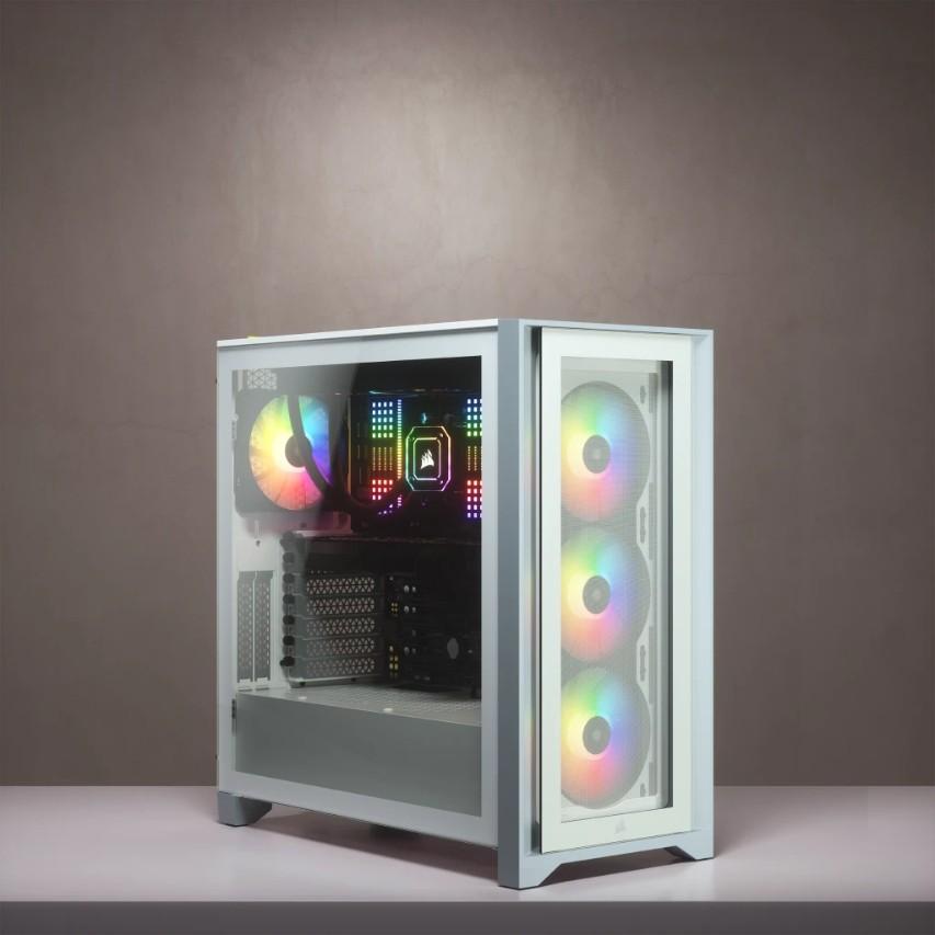 Korpusas Corsair iCUE 4000X RGB, tempered glass, baltas