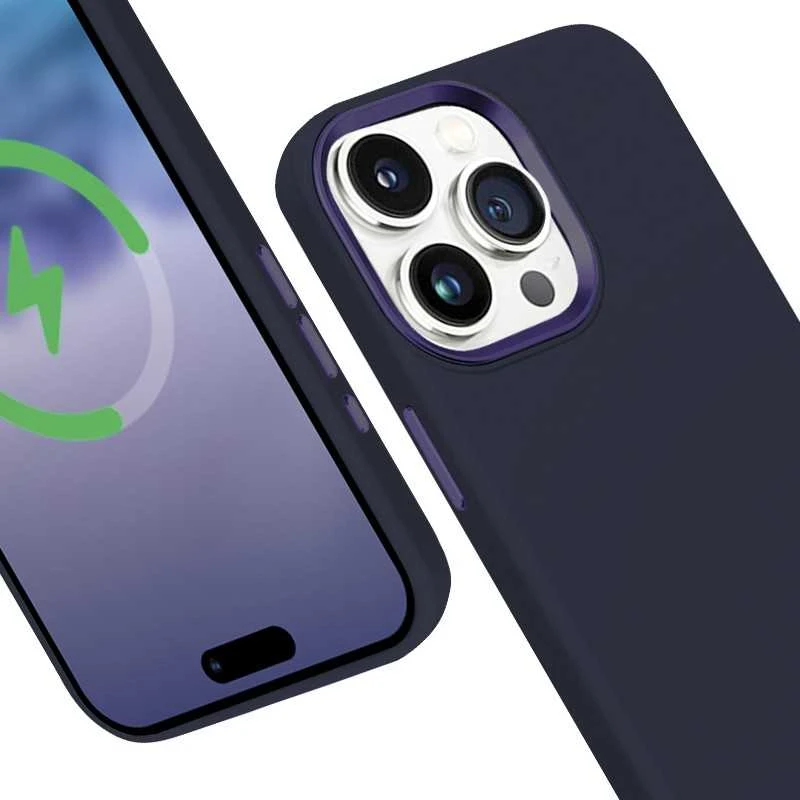 Crong Color Cover LUX Magnetic – dėklas, skirtas iPhone 15 Pro MagSafe (tamsiai mėlynas)