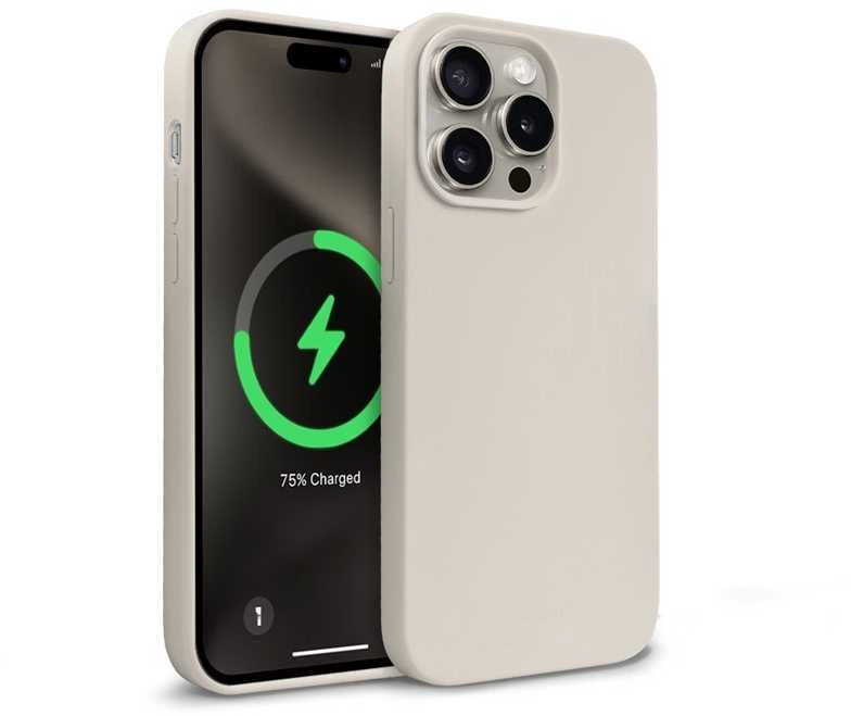 Crong Color Cover Magnetic – dėklas, skirtas iPhone 15 Pro Max MagSafe (akmens smėlio spalvos)
