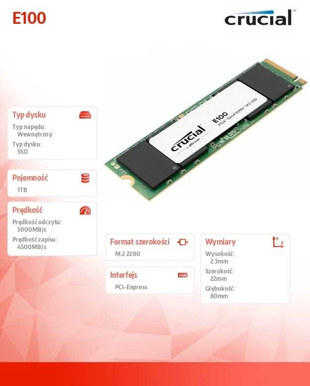 Crucial E100 M.2 PCIe 4.0 NVMe 1TB