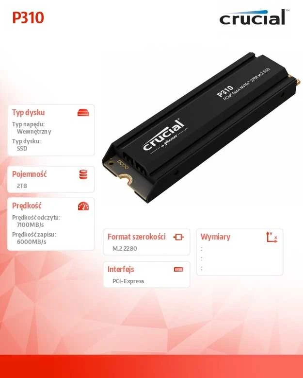 „Crucial P310 M.2 PCIe 4.0 NVMe 2TB“ aušintuvas