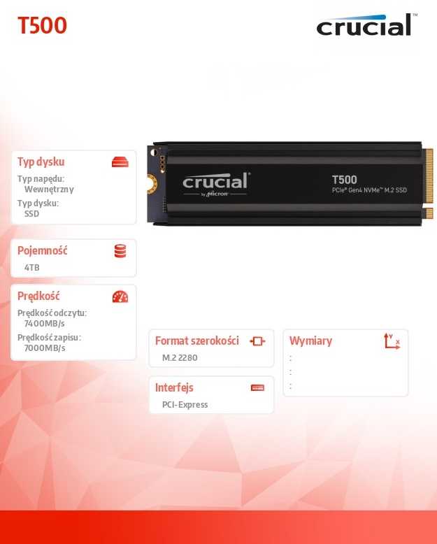 Crucial T500 M.2 PCI-e 4.0 NVMe 4TB aušintuvas