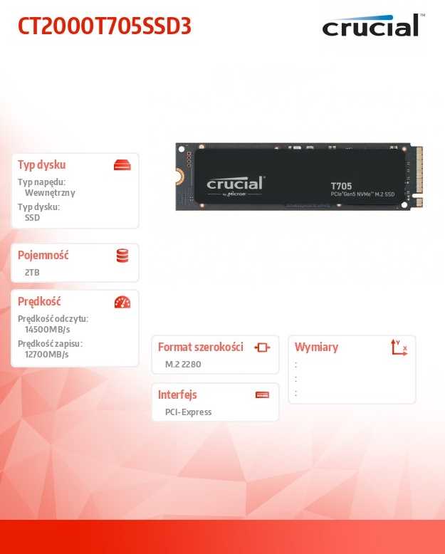 Crucial T705 M.2 PCI-e 5.0 NVMe 2TB