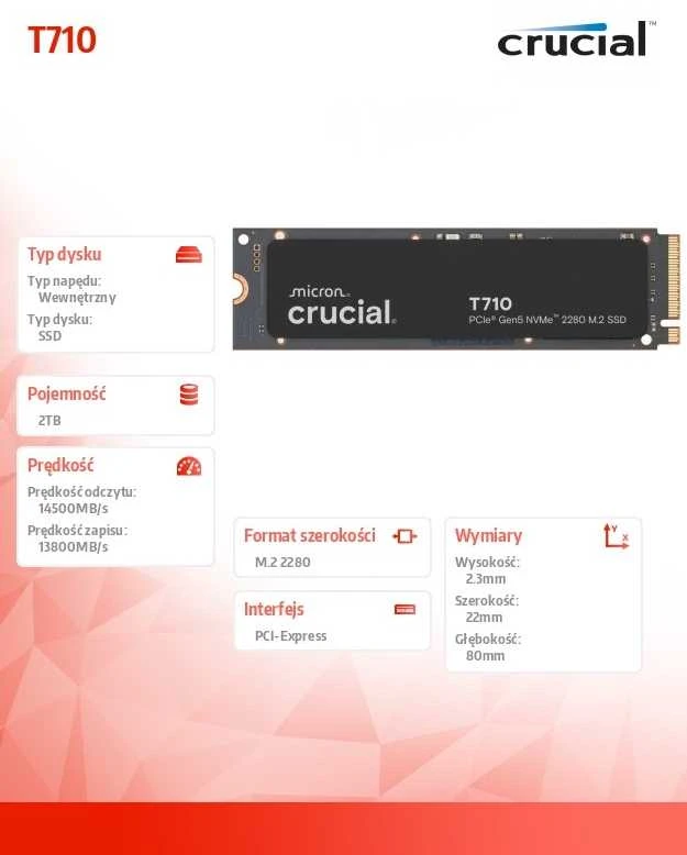 Crucial T710 M.2 PCI-e 5.0 NVMe 2TB