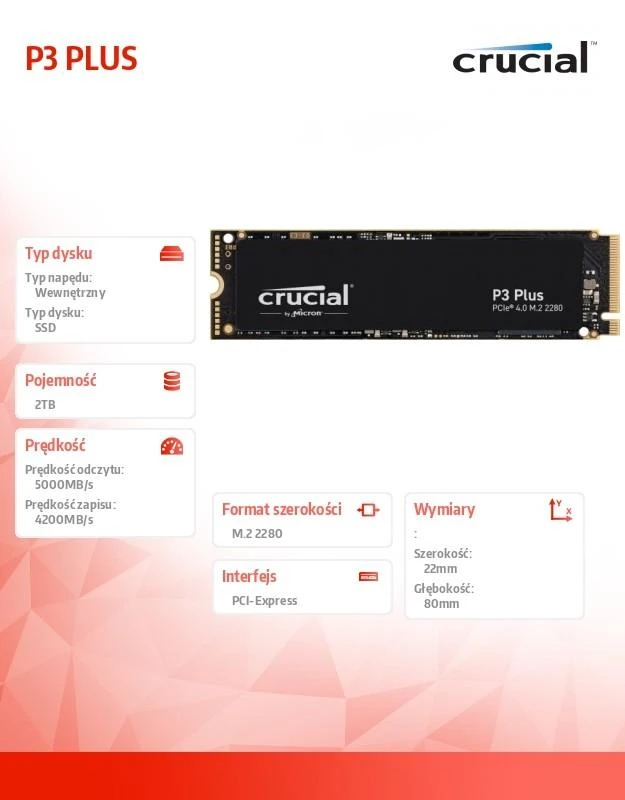 Crucial P3 Plus M.2 PCI-e NVMe 2TB