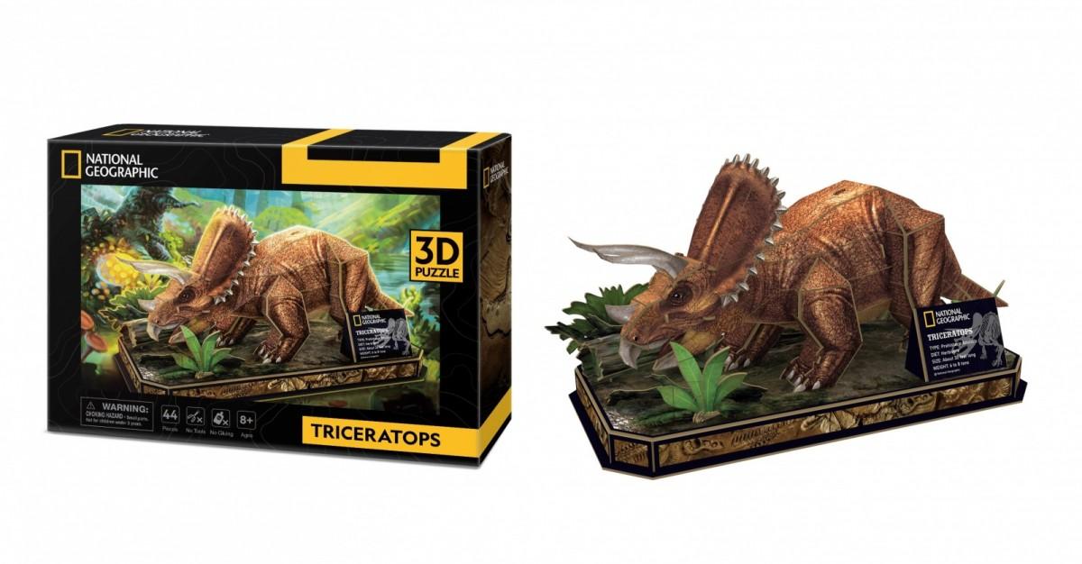 CUBIC FUN National Geographic 3D dėlionė „Triceratopsas“ aprašymas - Prekės nuotrauka