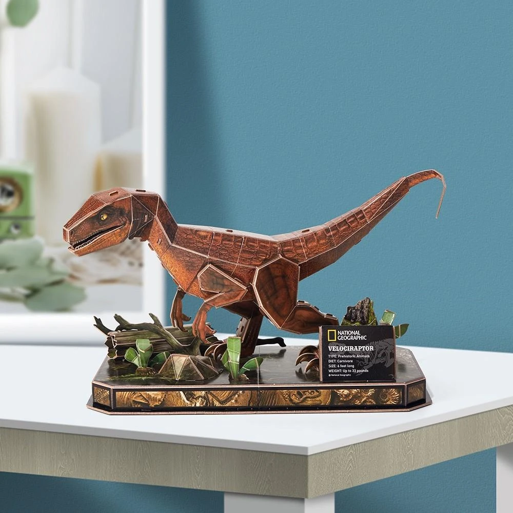 CUBIC FUN National Geographic 3D dėlionė „Velociraptorius“