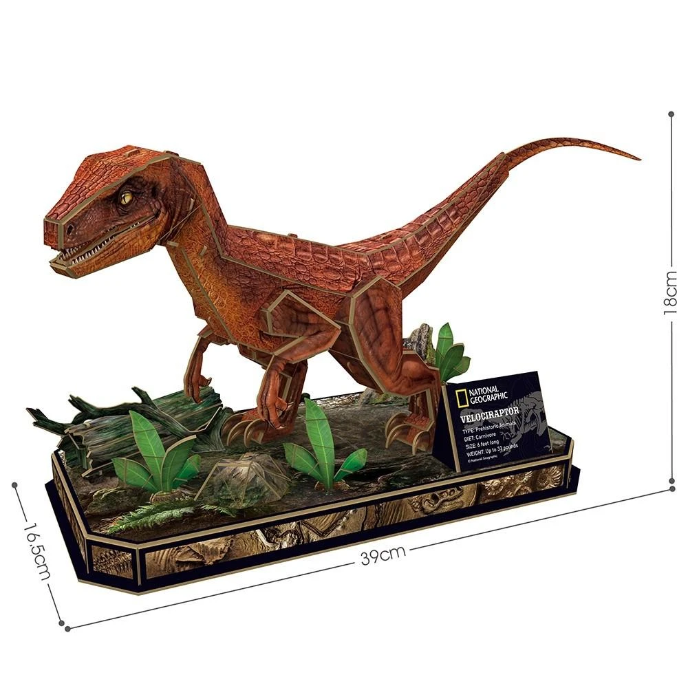 CUBIC FUN National Geographic 3D dėlionė „Velociraptorius“
