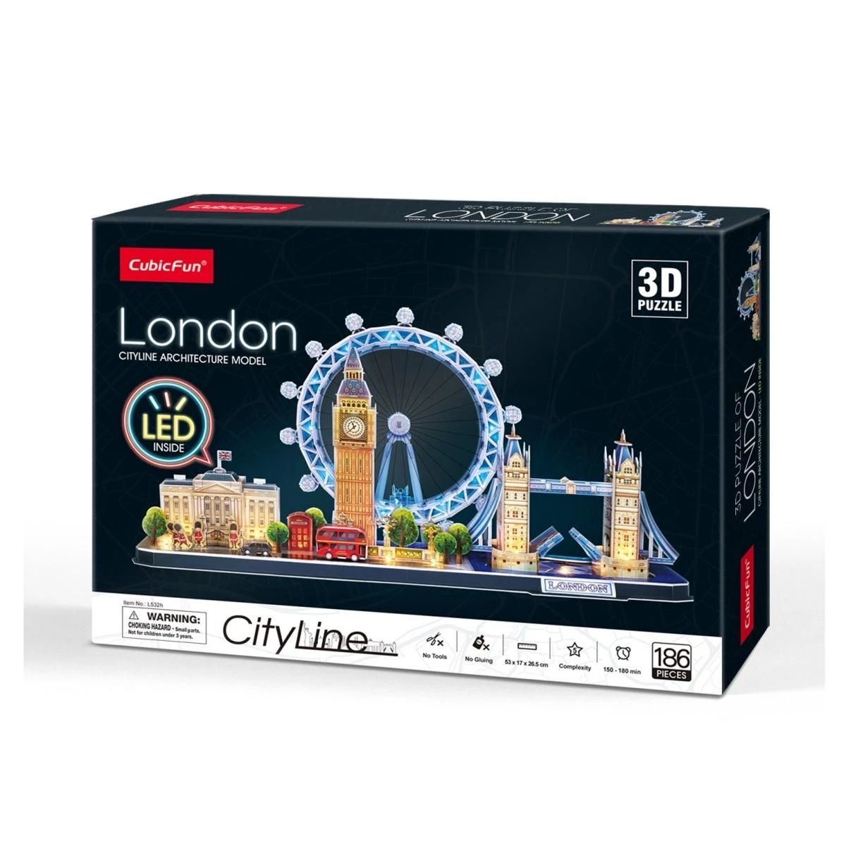 CubicFun Puzzle 3D miesto linijų dėlionė – Londonas LED