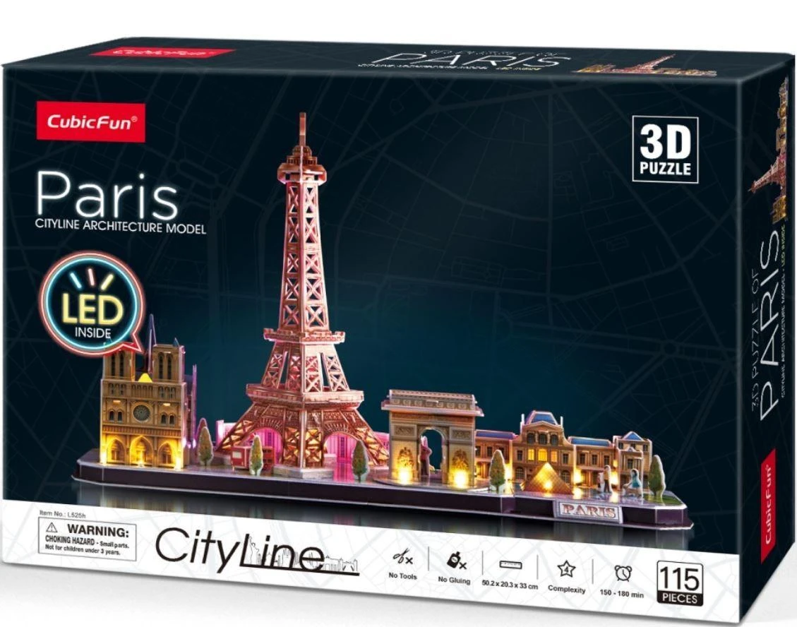 CUBICFUN City Line 3D dėlionė su LED (didelė)„Paryžius"