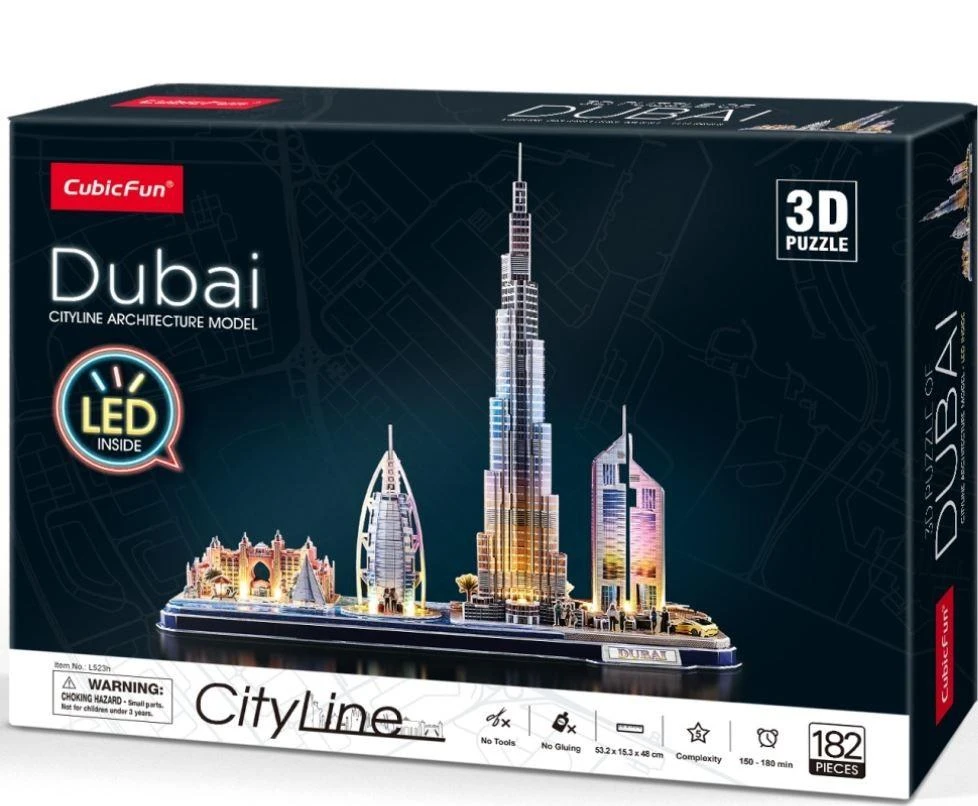CUBICFUN City Line 3D dėlionė su LED (didelė)„Dubajus