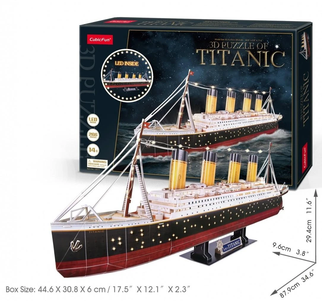 CUBICFUN 3D dėlionė su LED apšvietimu „Titanic“