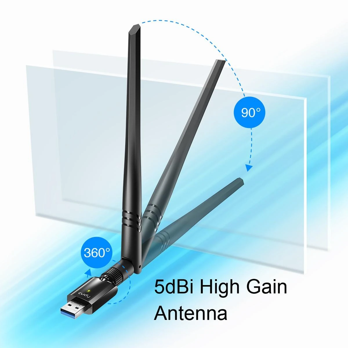 Cudy WU1400 USB tinklo plokštė su reguliuojama antena