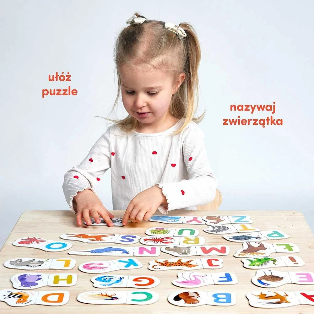 Dėlionė CzuCzu Dėlionių rinkinys raidžių abėcėlė gyvūnai – edukacinis 24 poros ZA6692
