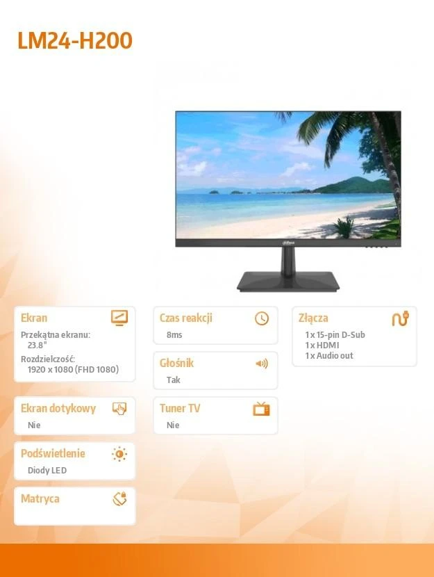 MONITORIUS VGA, HDMI, AUDIO LM24-H200 23.8 " DAHUA