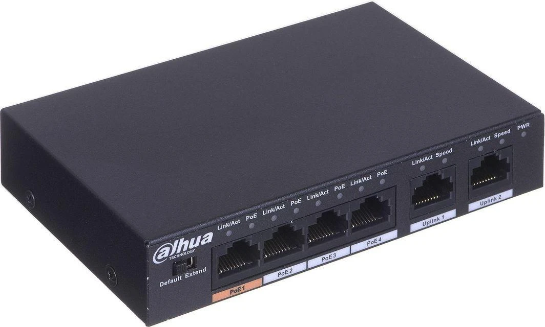Šakotuvas SWITCH POE PFS3006-4ET-60-V2 4 PRIEVADŲ DAHUA