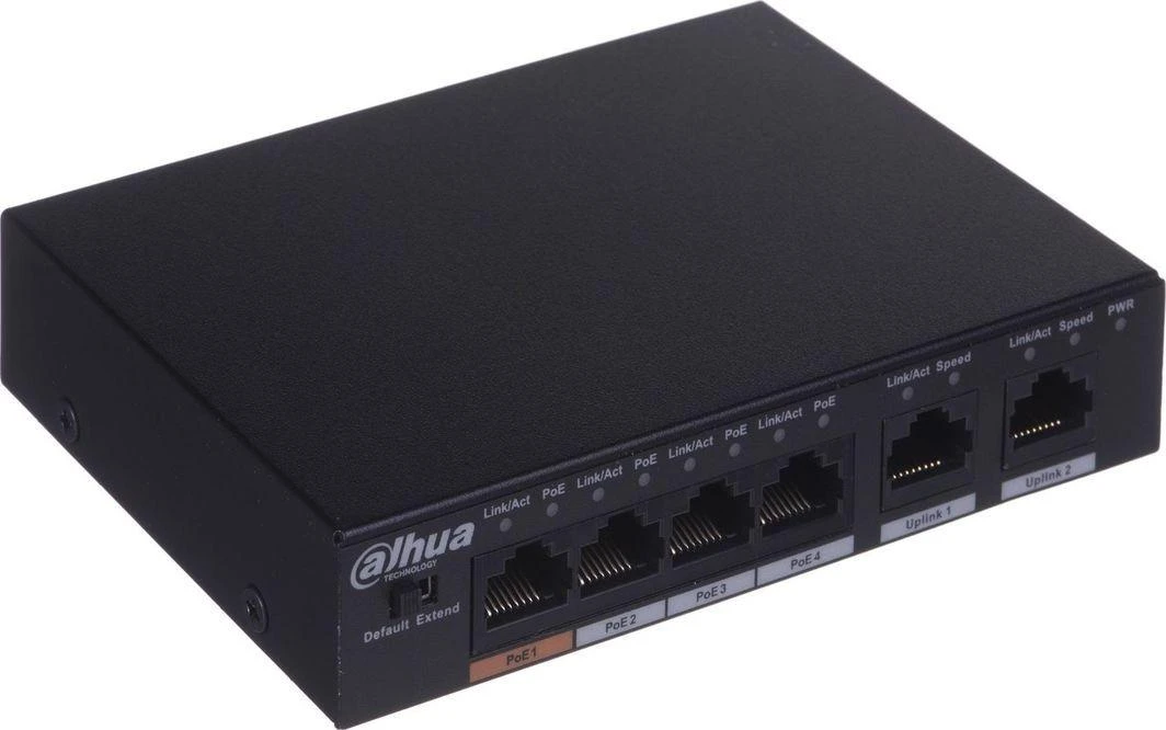 Šakotuvas SWITCH POE PFS3006-4ET-60-V2 4 PRIEVADŲ DAHUA