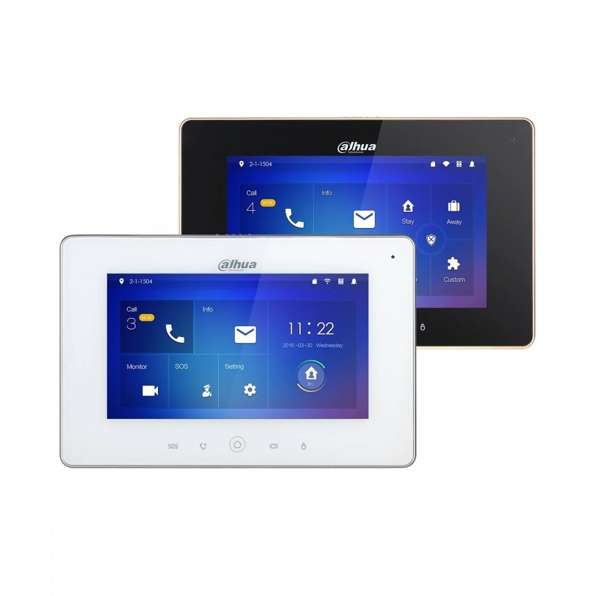 Dahua IP domofono monitorius su WIFI, 7 col. 1024x600,Micro SD kortelės prievadas,PoE(802.3af) baltas, SIP
