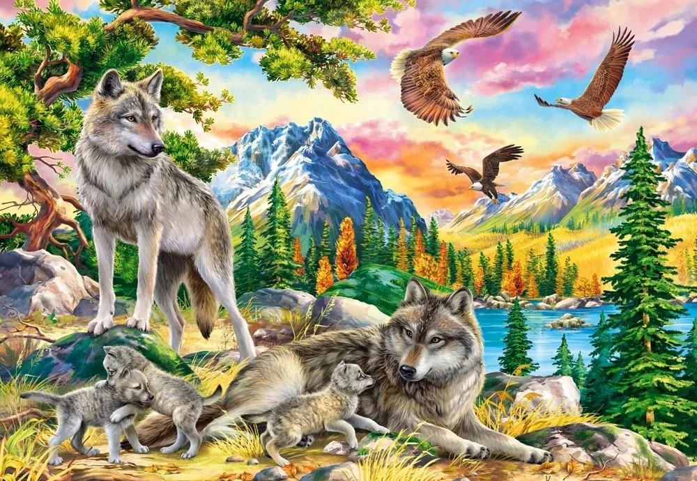 Castorland dėlionė Wolf Family and Eagles 1000 det.