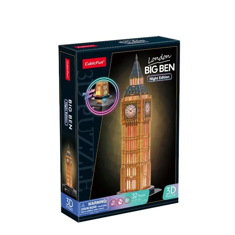CubicFun Kubinė dėlionė Cubic Fun 3D LED Big Ben 05379, 32 vnt.