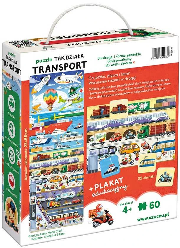 CzuCzu Dėlionė Transporto Priemonių Veikimo Principai 60 dalių + edukacinis plakatas