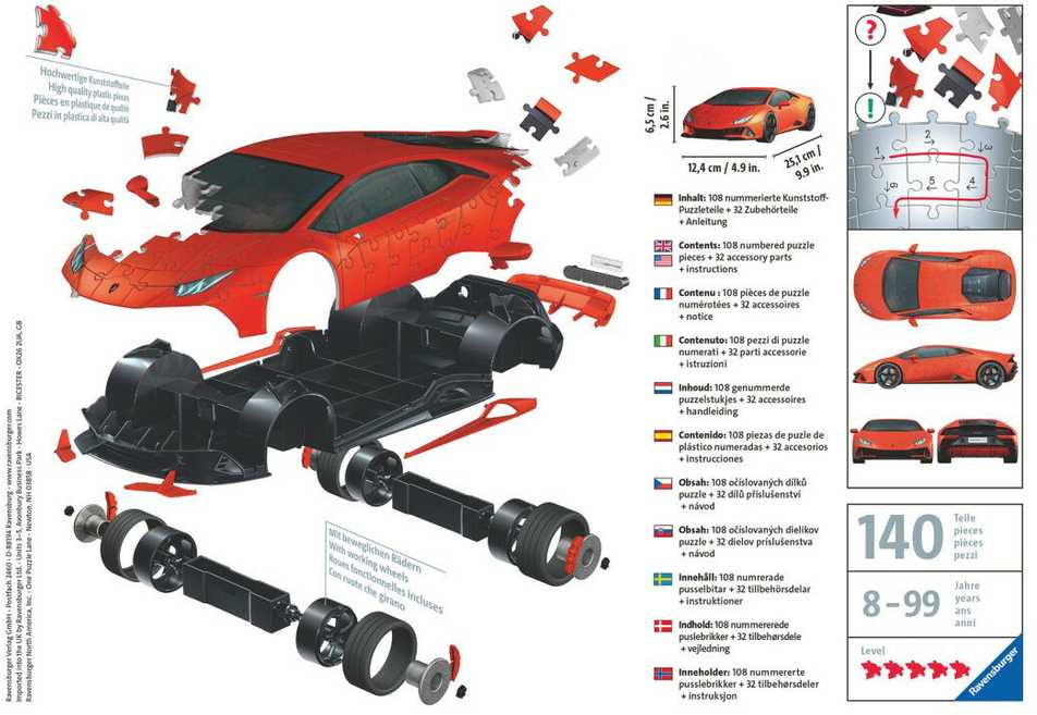 Dėlionė Puzzle - Ravensburger 3D Model Lamborghini Huracan Žalias