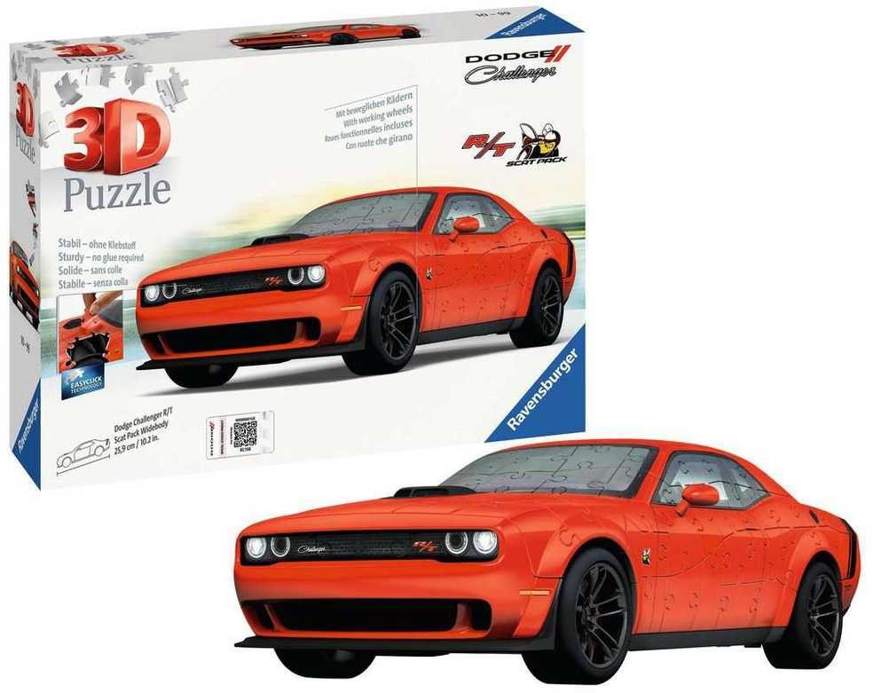 Ravensburger 3D Dėlionė 165 vnt. - Dodge Challenger Scat Pack automobilis aprašymas - Prekės nuotrauka