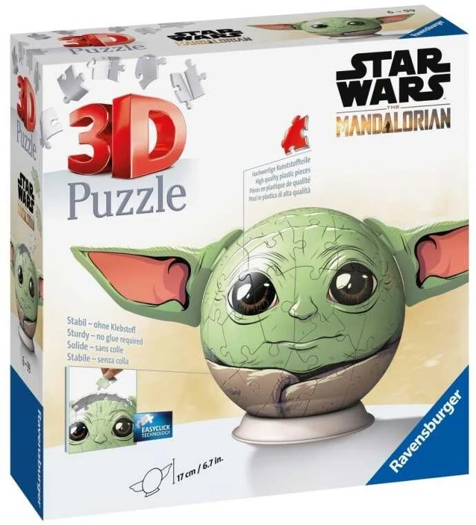 Ravensburger 3D Dėlionė 77 vnt. - Star Wars kamuolys - Grogu