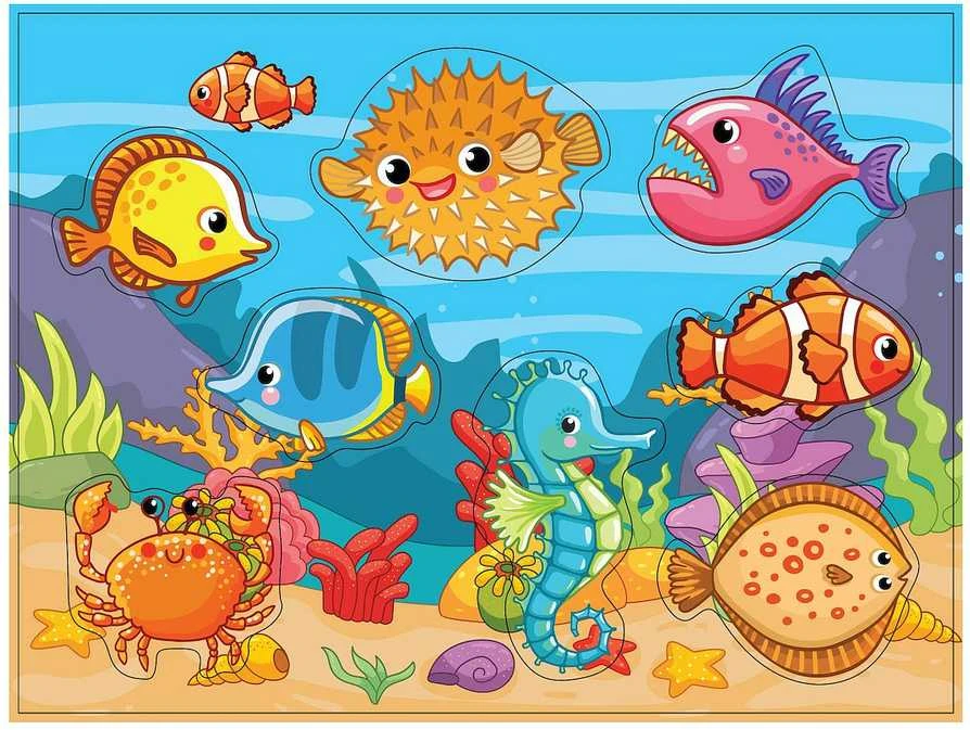 Dėlionė SMILY PLAY SPW83609 Medinis žaislas Žuvis