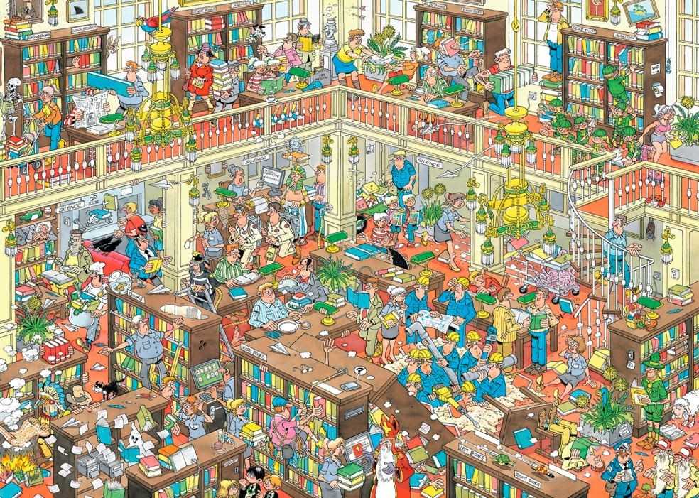 Dėlionė Jumbo Spiele Jumbo Jan Van Haasteren Die Bibliothek 1000 Teile Puzzle (19092)