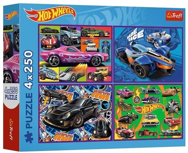 Trefl Dėlionė 4x250 vnt. - HotWheels aprašymas - Prekės nuotrauka