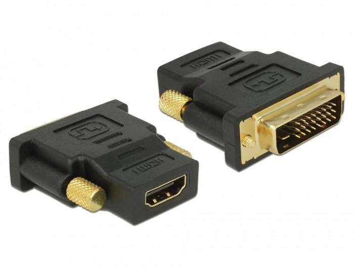 DeLOCK adapteris iš DVI į HDMI, DVI 24 + 1 kontaktas, HDMI 19 pin, auksu padengtos jungtys, juodas / 65466