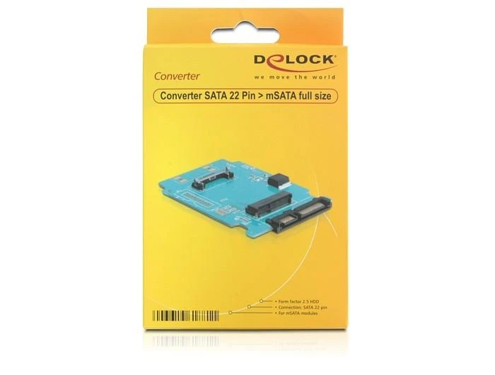 Delock SATA 22 pin į mSATA adapteris pakuotėje