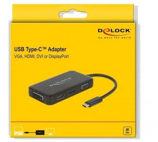 DLC DeLOCK 63929 knyginių kompiuterių dokas / jungčių replikatorius USB 2.0 Type-C Juoda