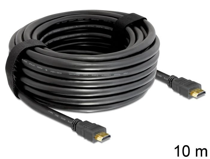 Juodas 10 metrų ilgio HDMI laidas