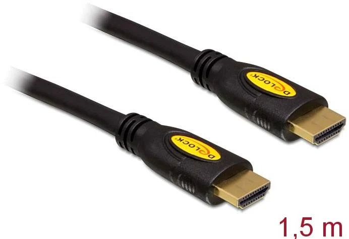 DELOCK laidas didelės spartos HDMI su eternetu – HDMI-A kištukas > HDMI-A kištukas 4K 1,5 m