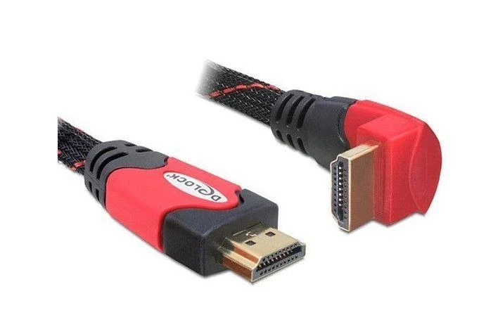 Delock HDMI kabelis su tiesia ir kampine jungtimi