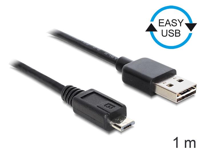 DELOCK Cable EASY-USB 2.0-A male > USB 2.0 micro-B male 1 m